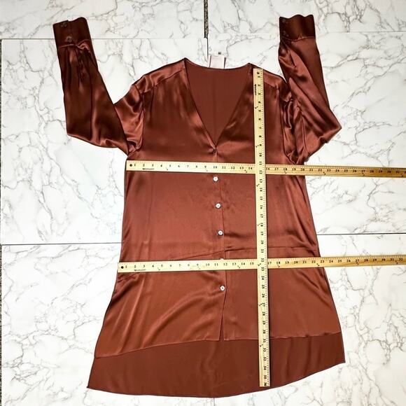 #T191 Cinq a Sept Opal Silk Tunic Dress In Rosewood SZ M $395 - Picture 14 of 14
